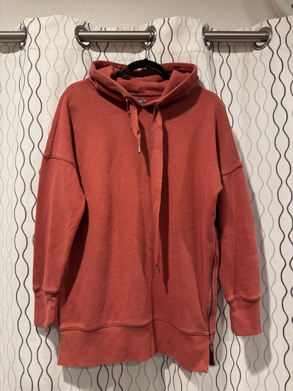 Aerie Oversized Rust Red Hoodie with Side Zip